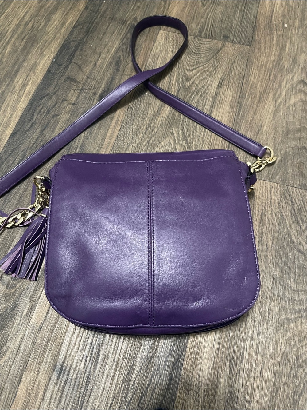 Vintage Juicy Couture Olvera Purple Carved Leather Crossbody Bag Y2K - Picture 4 of 14